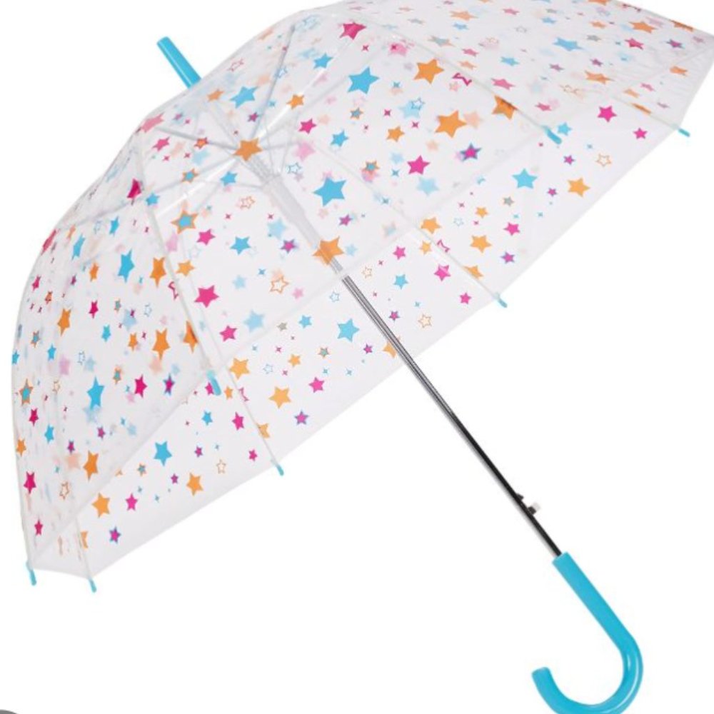 NWT Amazon Basics Clear Bubble Stars Umbrella, Round, 34.5 inch